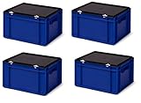 Murs et fond fermé Transport de caisses de rangement empilables Kit (4 pièces)/réservoirs KTK 400/210–0, bleu, avec bouchon de fermeture noir, Dim. 400 x 300 x 231 mm (L x l x h)