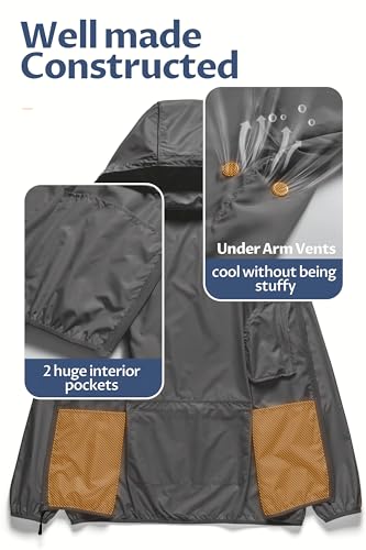 Image of CREATMO US Men's Packable Waterproof Running Rain Coats Reflective Cycling Jacket Windbreaker With Removable Hood