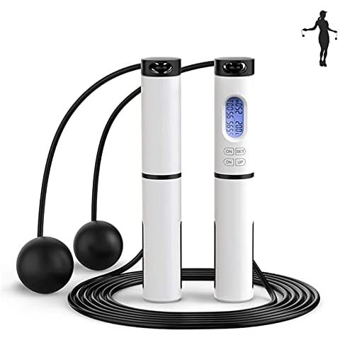 Adjustable Rope-less skipping rope, Indoor Outdoor Digital Jump Rope, Adjustable Counting Calorie Counter Jump Ropes with Counter for Adult Kids Fitness Workout (Black) Cover