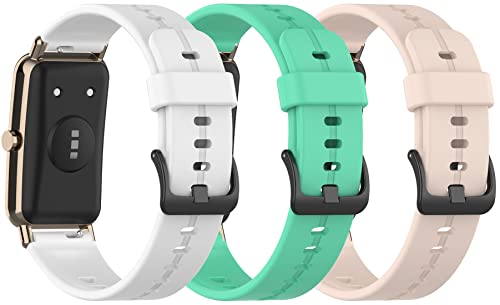 TenCloud 3Pack Bands 16mm width Compatible with Itech Active 3 Band Smartwatch Accessories (White,Pink,Teal)