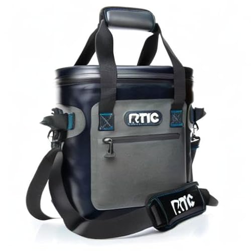 RTIC Ultra-Tough Soft Cooler 30 Can, Insulated Bag Portable Ice Chest Box for Lunch, Beach, Drink, Beverage, Travel, Camping, Picnic, Car, Trips, Floating Cooler Leak-Proof with Zipper, Blue/Grey