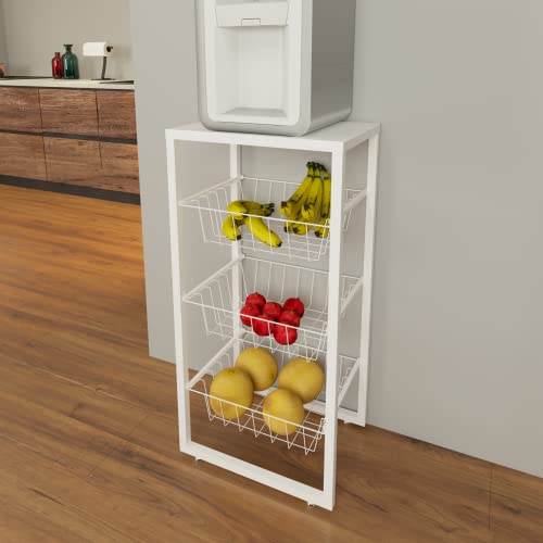 Fruteira De Chão Para Cozinha Branco (Tampo Branco)