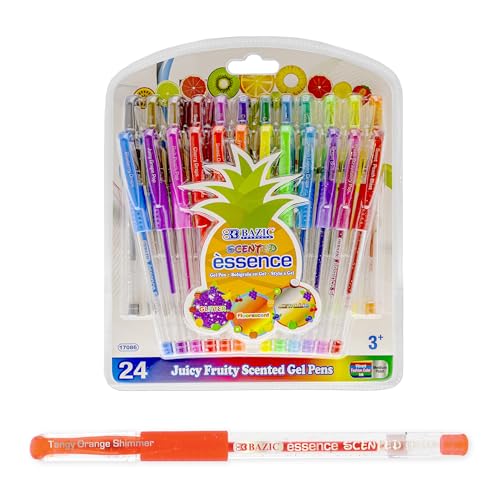 BAZIC Scented Glitter Neon Metallic Gel Pen, 24 colores