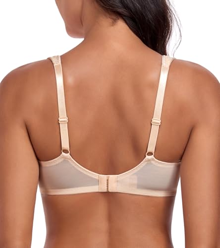 DotVol Women's Lightly Padded Floral Lace Demi Wide Straps Underwire Balconette Bra2