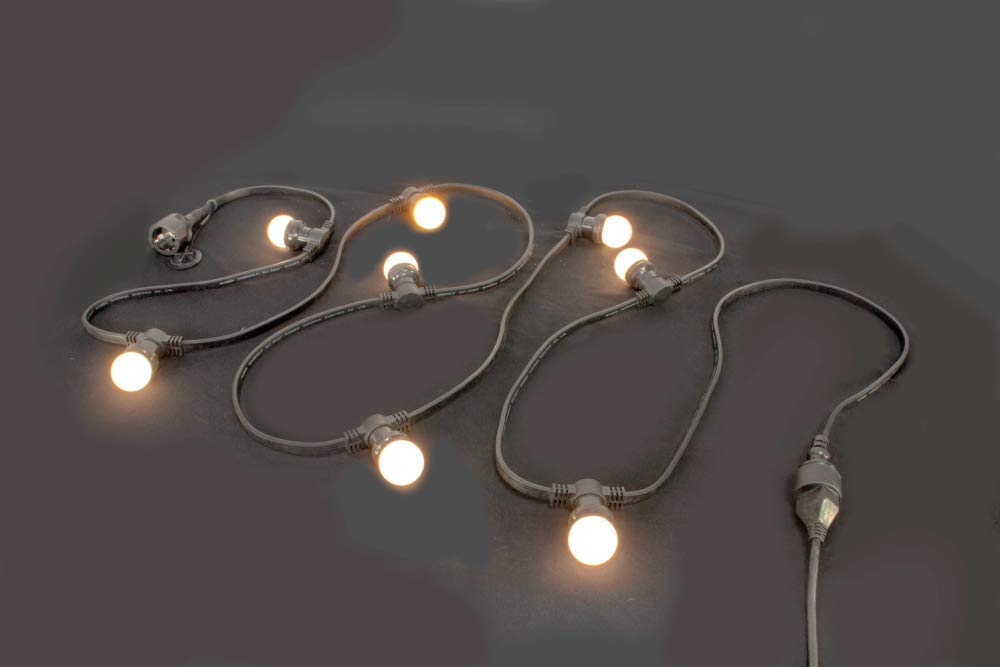 IBIZA LEDSTRING-WH LICHTERKETTE MIT 20 WARMWEISSEN LED LAMPEN IP44-10m Kette String Disco Party Keller Effektstrahler Scheinwerfer Lampen Glühbirnen