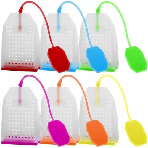 YQkangzhu 6 Pcs Silicone Tea Infuser, Reusable Tea Bags Tea Infuser with Long Rope, Innovative Tea Infusers Strainer Filter, Loose Leaf Tea Filter Bags for Tea Cups, Mugs and Teapots Home Tea Making