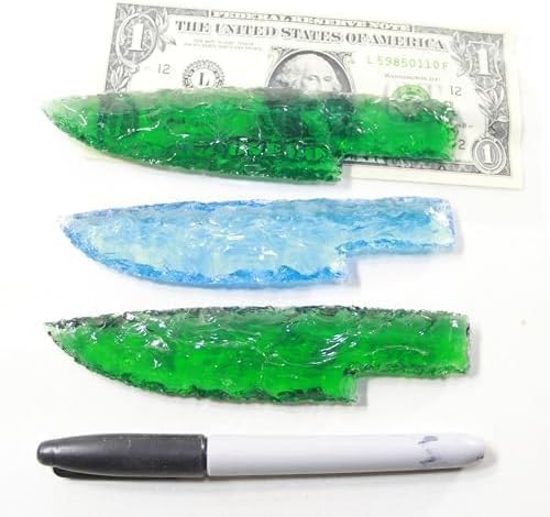3 Glass Ornamental Knife Blades #5742 Mountain Man Knife