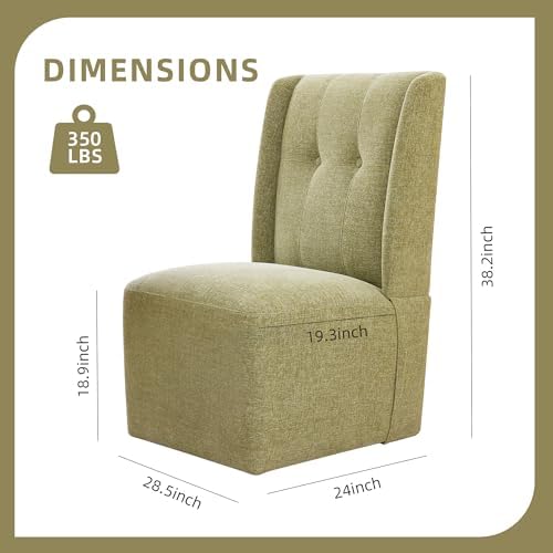 Swivel Dining Chair - Modern Armless Upholstered Rolling Chair