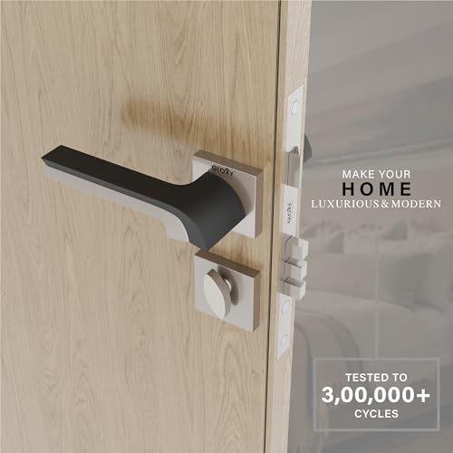 Image of GLOXY Mortise Door Lock High-Security Door Lock for Main Door & Bedroom, Durable Zinc & Brass Handle Set, 3 Brass Keys for Bathroom, Home | Satin & Black Finish (2 Years Warranty, Pack of 1)