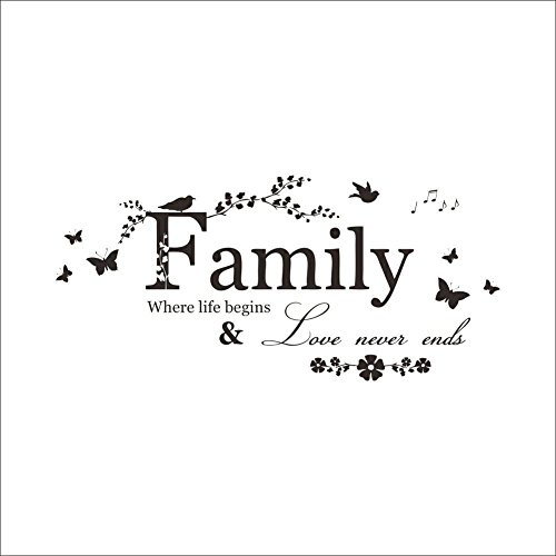 Family Where Life Begins Love Never Ends Vinyl Removable Wall Quote Sticker Decal #TOP5