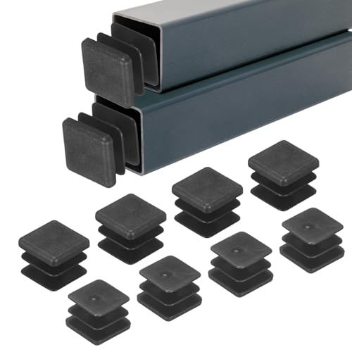 Image of M METERXITY 30-Pack Square Tubing End Caps, 0.7Inch /18mm Plastic Tube Plugs for Square Metal Tube /Chair Legs /Pipe Post /Furniture /Fence, Bumper Tubing Plug [Black]