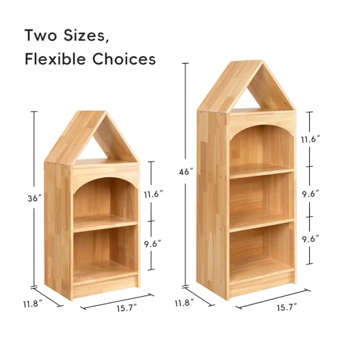 Image of OOOK Rubberwood Montessori Shelf, 4-Tier Toy Organizers and Storage, Wood Corner Cabinet for Kids Room, Playroom, Nursery, Classroom, Kindergarten