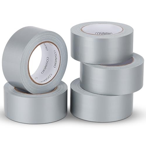 Image of COSIMIXO 5-Pack Silver Heavy Duty Duct Tape, 2 inches x 30 Yards, Strong, Flexible, No Residue, All-Weather and Tear by Hand - Bulk Value for Repairs, Industrial, Professional Use