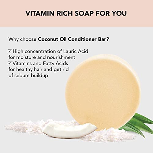 Kitsch Coconut Oil Deep-Moisturizing Conditioner Bar | Bottle-Free Eco-Friendly Conditioner | Nourishes & Restores Dry & Damaged Hair Less Breakage Chemical-Free Daily Conditioner #TOP2