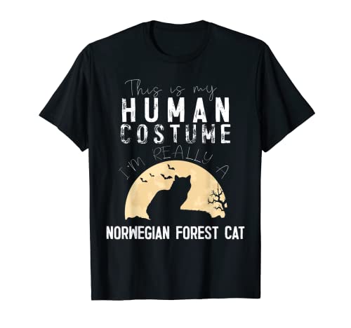 Disfraz humano de Halloween Noruego Bosque Gato espeluznante Camiseta