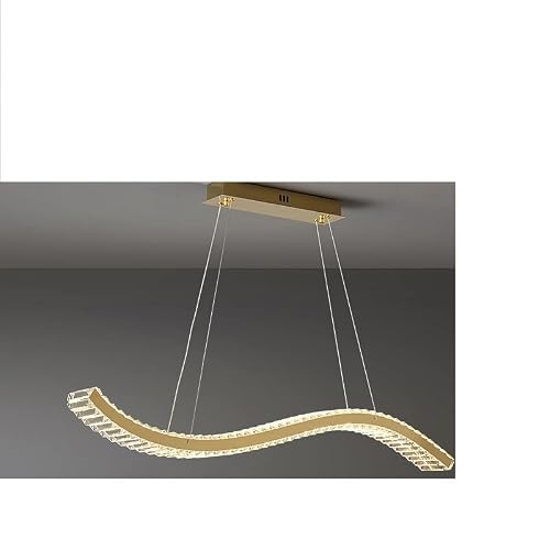 Abinlina Nordic Crystal LED Chandelier - Elegant Long Strip Pendant Light for Dining Room, Kitchen, and Living Spaces (Warm Light, 100cm)(Dimming,E)