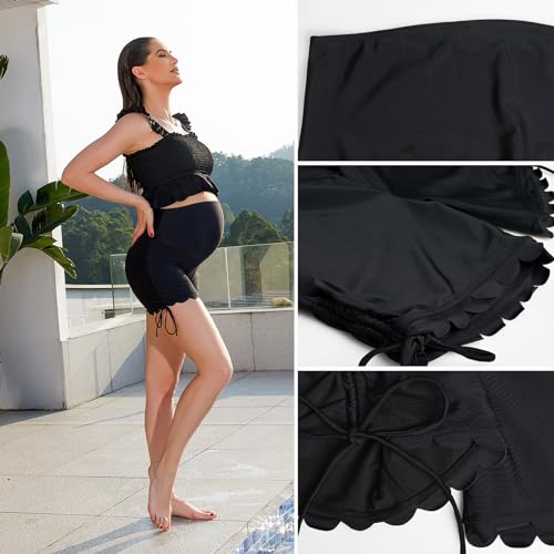 Bhome Maternity Swim Bottom High Waisted Maternity Swim Shorts Pregnant Swim Suit4