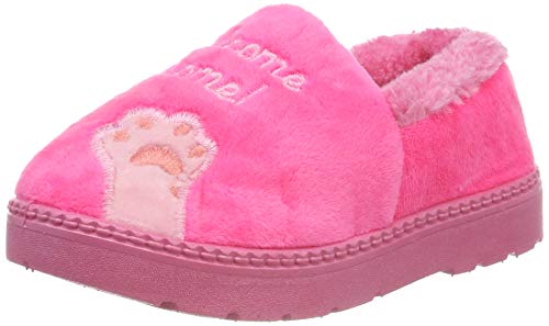 Kvbaby Chat Doux Hiver Peluche Pantoufles en Coton Chaussons Fille Garcon Slip sur Intérieure Maison Chaussure Accueil Slippers Anti-dérapant pour Bebe - Rose Rouge -28.5 EU/ CN 31