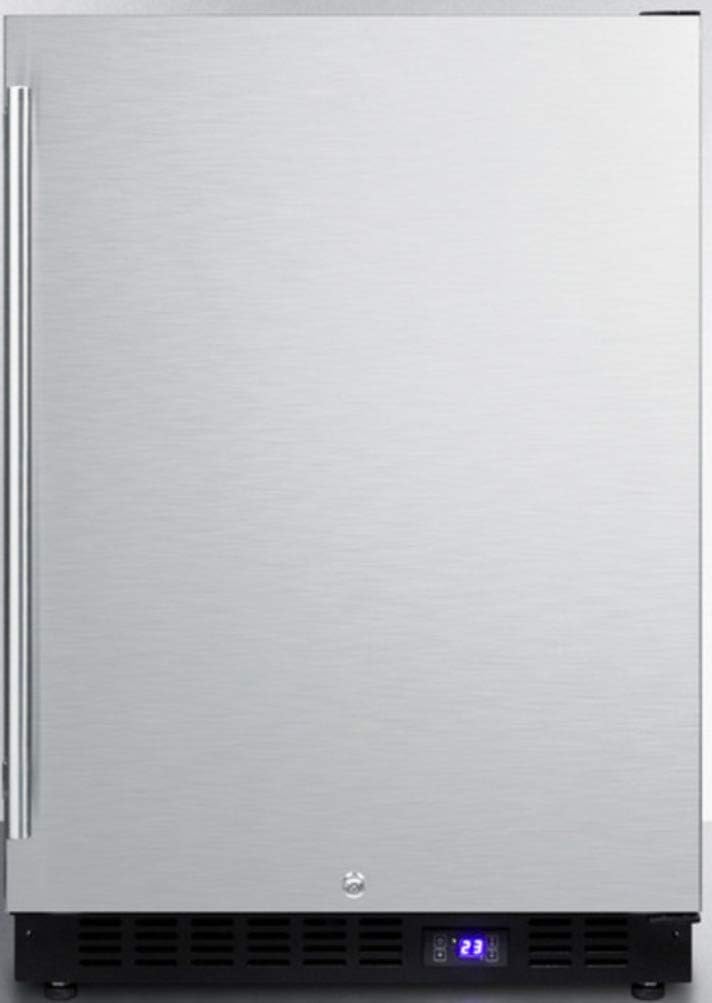 SCFF53BSSIM Frost- free Undercounter Freezer With Icemaker Digital Thermostat Stainless Steel Door Lock and Black Cabinet.