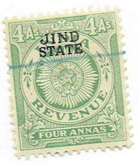 PRINCELY State JIND 1 Anna REVINUE Stamp