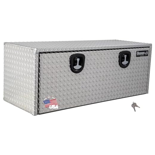 Buyers Products 1705110 Diamond Tread Aluminum Underbody Truck Box with T-Handle Latch, 18 x 18 x 48 Inch