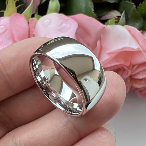 Image of TUTISS 2mm 3mm 4mm 5mm 6mm 7mm 8mm 10mm White Tungsten Rings for Men Women Engagement Wedding Bands Domed Polished Shiny Comfort Fit