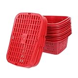 FUNNETOYU 10 piezas Cesta de Recogida Multifuncional para Frutas y Verduras con Tapa Diseño Ventilado para Frescura Apilable y Portátil de Rojo para Hogar y Jardín Reutilizable