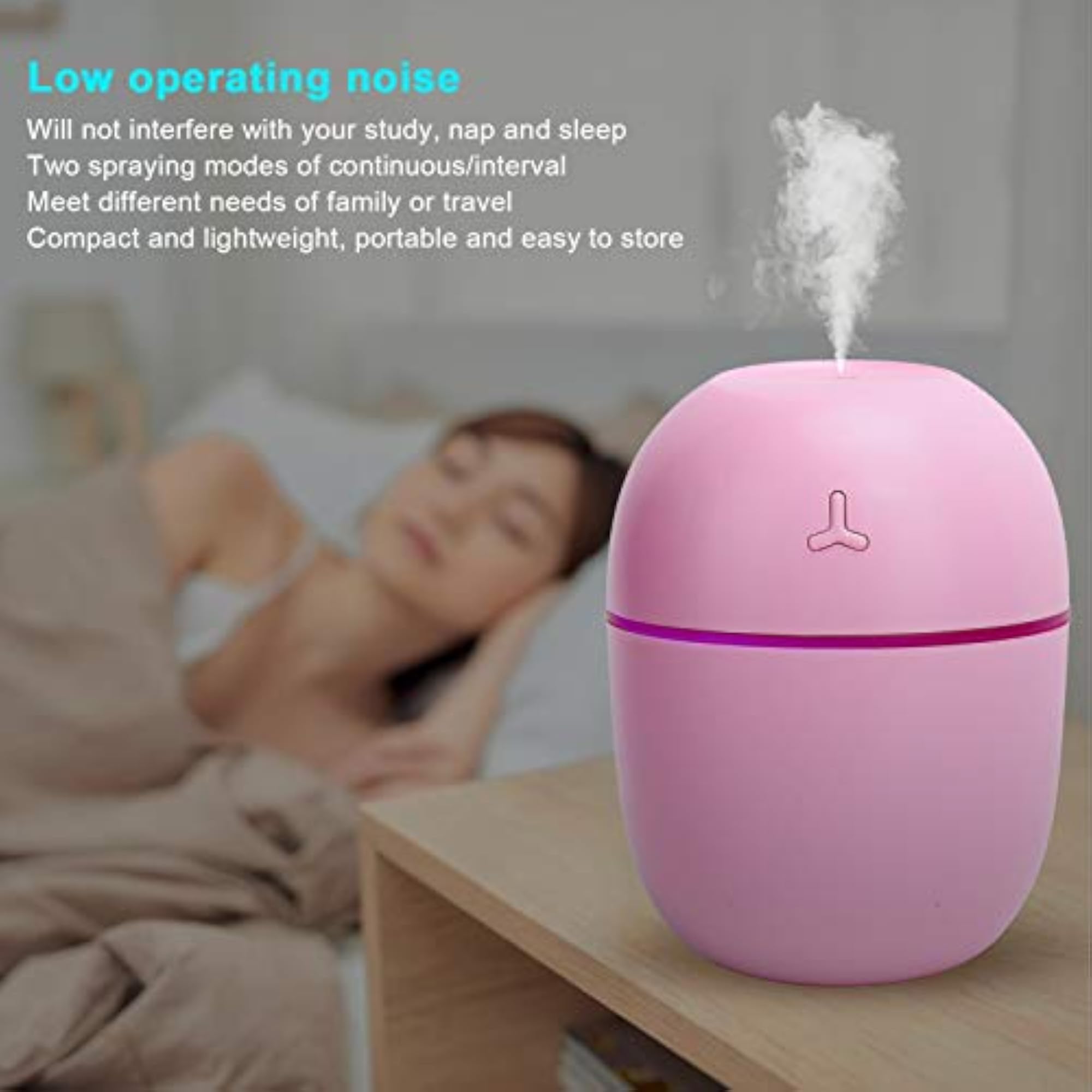 Aroma Diffuser and Humidifier Sprayer, 300ml Mini with LED Light