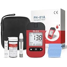 Hemoglobin Test Kits with 25 Hemoglobin Test Strips, Hemoglobin Tester Meter Kit, Home Hemoglobin Test Kit, Easy to Use.