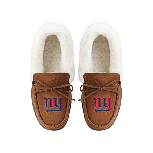 Image of FOCO Womens NFL Team Logo Tan Moccasin Slippers
