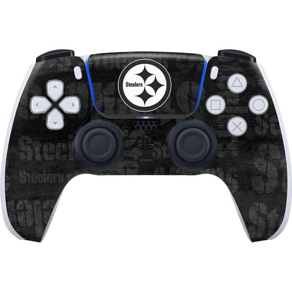 Skinit Decal Gaming Skin Compatible with PS5 Controller - Officially Licensed NFL Pittsburgh Steelers Black &amp; White Design