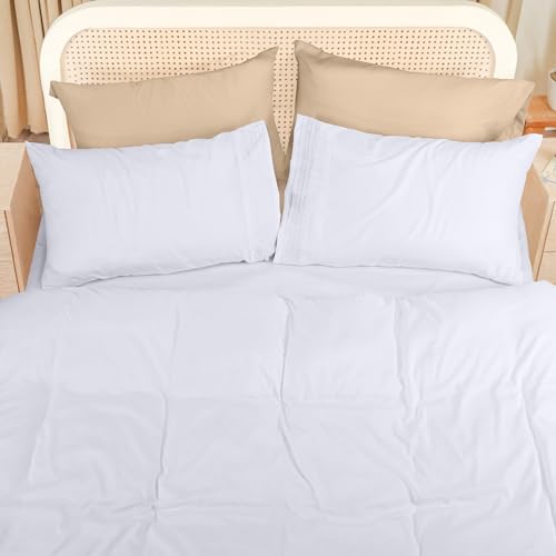 Utopia Bedding Duvet Cover - King Size Duvet Cover Set including Embroidered Pillowcases - Soft Microfibre Polyester Bedding (White) - Image 4