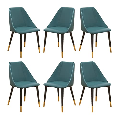 SJIALEN Dining Chairs Set of 6, with Metal Legs Living Room Chairs Water Proof PU Leather Modern Bedroom Balcony Lounge Chair Kitchen Chair (Color : Blue, Size : Metal feet)