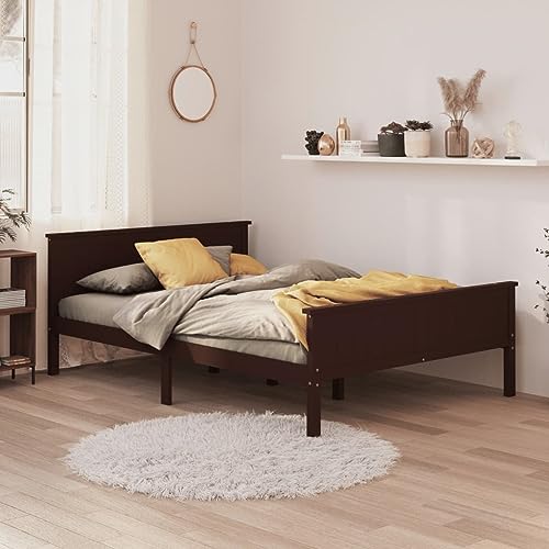 Lumanois Estructura Cama sin colchón Madera Pino marrón Oscuro 120x200cm,Mobiliario,Camas y somieres,22kg-322197