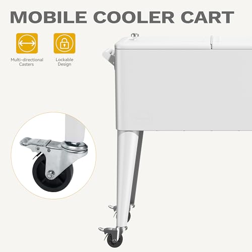 DWVO Ice Chest with Wheels,80 Quart Rolling Cooler w/Bottle Opener Drainage by DWVO - Used condition - Image 4