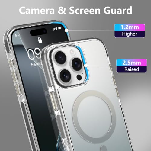 Image of Magnetic Case for iPhone 16 Pro Max [Compatible with Magsafe] [Anti-Yellowing] [1 Screen Protector] Slim Clear Iridescent Case for iPhone 16 Pro Max 6.9 inch 2024, Black