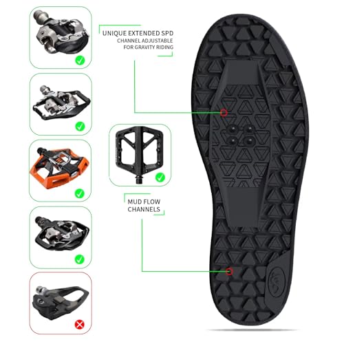 Mens MTB Mountain Bike SPD Cycling Shoes,Suitable Mountain Biking DH Enduro, Compatible All 2 Bolts Pedals,Black4