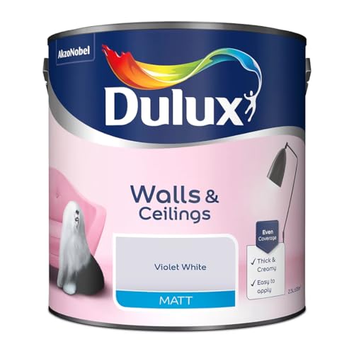 Violet White Walls & Ceilings Matt Emulsion Paint 2.5L – Smooth Creamy Finish, Quick Dry, Low VOC, Easy Application for Interior Walls & Ceilings
