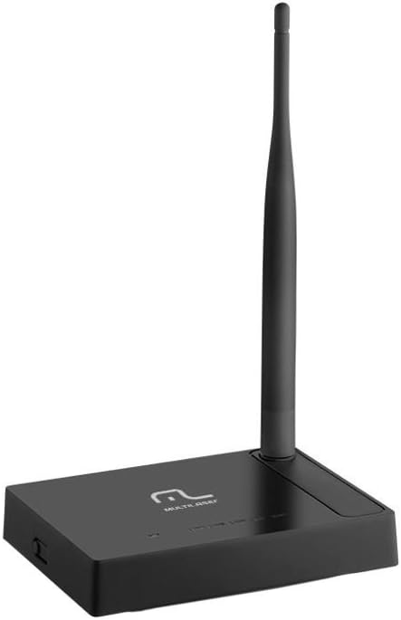 Lado view of Multilaser RE058 router with antenna attached.