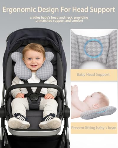 Image of KAKIBLIN Baby Travel Pillow, Upgraded Baby Neck Pillows for Car Seat, Infant Neck Support Pillow for Head and Neck,Newborn Head Support for Car Seat,Pushchair