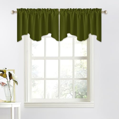 Chyhomenyc Olive Green Valance for Windows, Faux