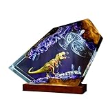 T-Rex Dinosaur Resin Lamp, Handmade LED Night Light, Acrylic Epoxy Art Lamp with Wooden Base, Unique Prehistoric Decor for Kids Bedroom & Gifts (M (20x15) cm)