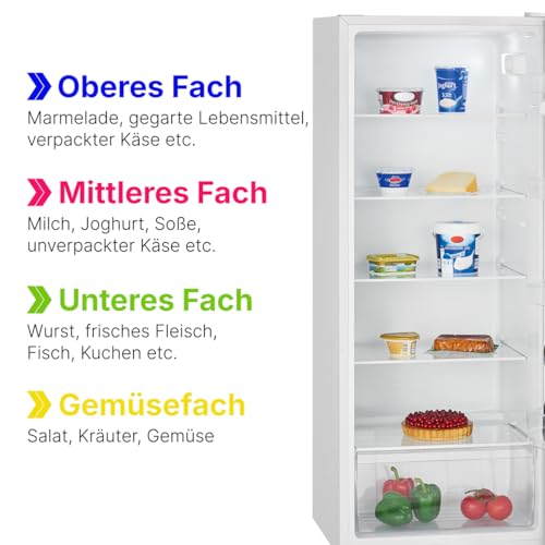 Bomann® Kühlschrank ohne Gefrierfach | Energieklasse E | 143cm | 5 Ablagen | 0°C ~ +8°C | leise 40dB | Getränkekühlschrank | 242L Flaschenkühlschrank | Kühlschrank groß | VS 7316.1 weiß
