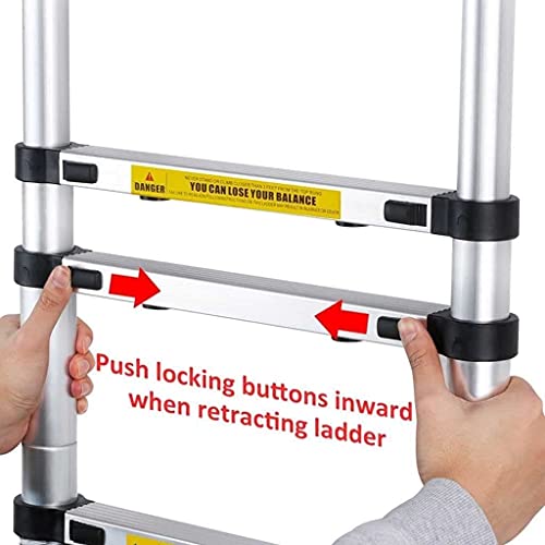 Telescopic Ladder 5+6 Step A-Frame Diy Multi-Purpose Ladder Portable Extendable Aluminum Ladders Folding Extension Ladder (1.7M+2M) Loft Ladders Foldable Ladder Collapsible Ladder, 330Lb Capacity #TOP3