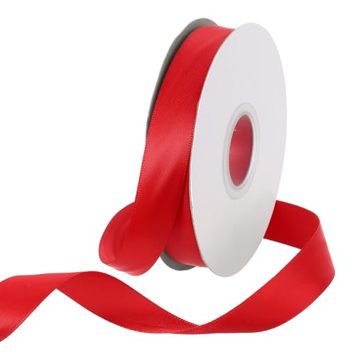 Rebower 25 Yard Satin Ribbon Thick Double Face Grosgrain Silk Ribbon, [for Gift Wrapping, Hair Bows, Wedding, Cake, Flower] - 0.6"(1.5cm)/Red