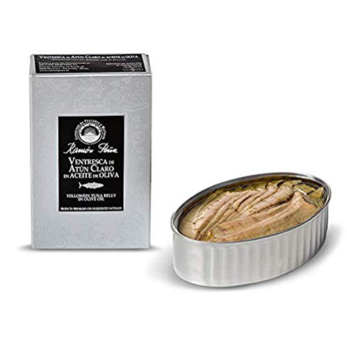 Ramon Pena. Yellowfin Tuna Belly (Ventresca) in Olive Oil. 110g (3.9oz). Pack of 15