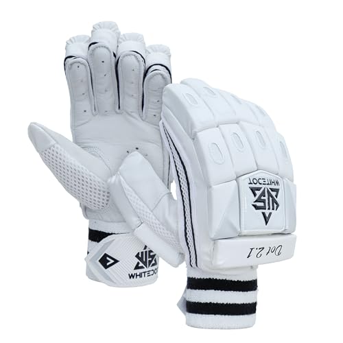 Image of WHITEDOT Sports Dot 2.1 Cricket Batting Gloves||Suitable for Mens|Adult|Large Right Hand||White, Leather
