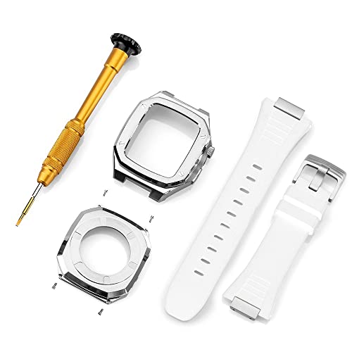 Boîtier mod Apple Watch 45 mm acier inoxydable et kit bracelet métallique iWatch SE 7