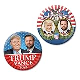 Trump Vance 2024 - Donald Trump and JD Vance Campaign Buttons - 2 Pack 3 inch Pins - Classic and Mod Jugate Election Designs 391