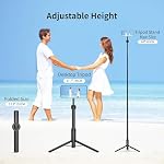 SEAJIC Trépied de téléphone magnétique pour iPhone Trépied de bâton de Selfie avec bague à distance et métallique, Téléphone pour l'enregistrement vidéo, Support de téléphone cellulaire pour téléphone cellulaire (Noir, 64in) | Support trépied avec anneau à distance et métallique pour l'enregistrement vidéo de téléphone cellulaire/photographie